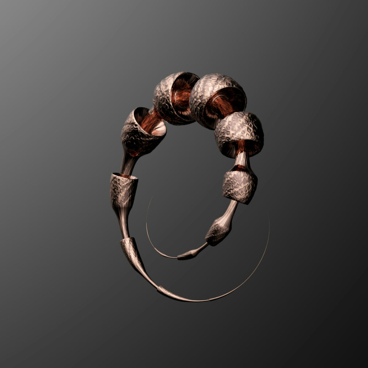 a close up of a metal object in the air