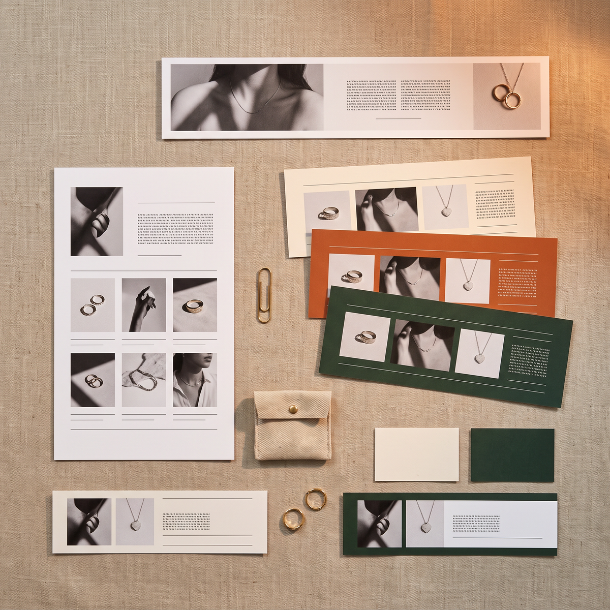 Canva templates for Etsy, YouTube, LinkedIn and email — shop banner, product listing, channel banners and email signature for jewelry brands
